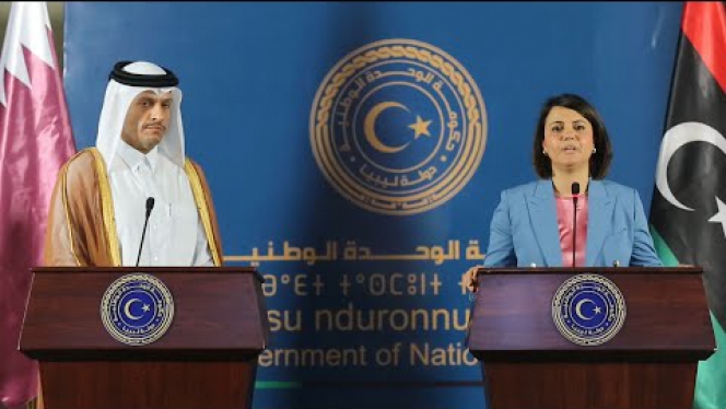 مؤتمر صحفي مشترك لوزير الخارجية بحكومة الوحدة الوطنية مع وزير  الخارجية القطري