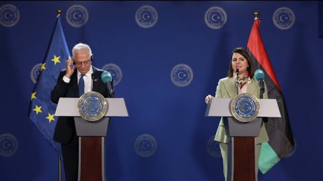 مؤتمر صحفي لوزيرة الخارجية نجلاء المنقوش ومسؤول السياسة الخارجية في الاتحاد الأوروبي 